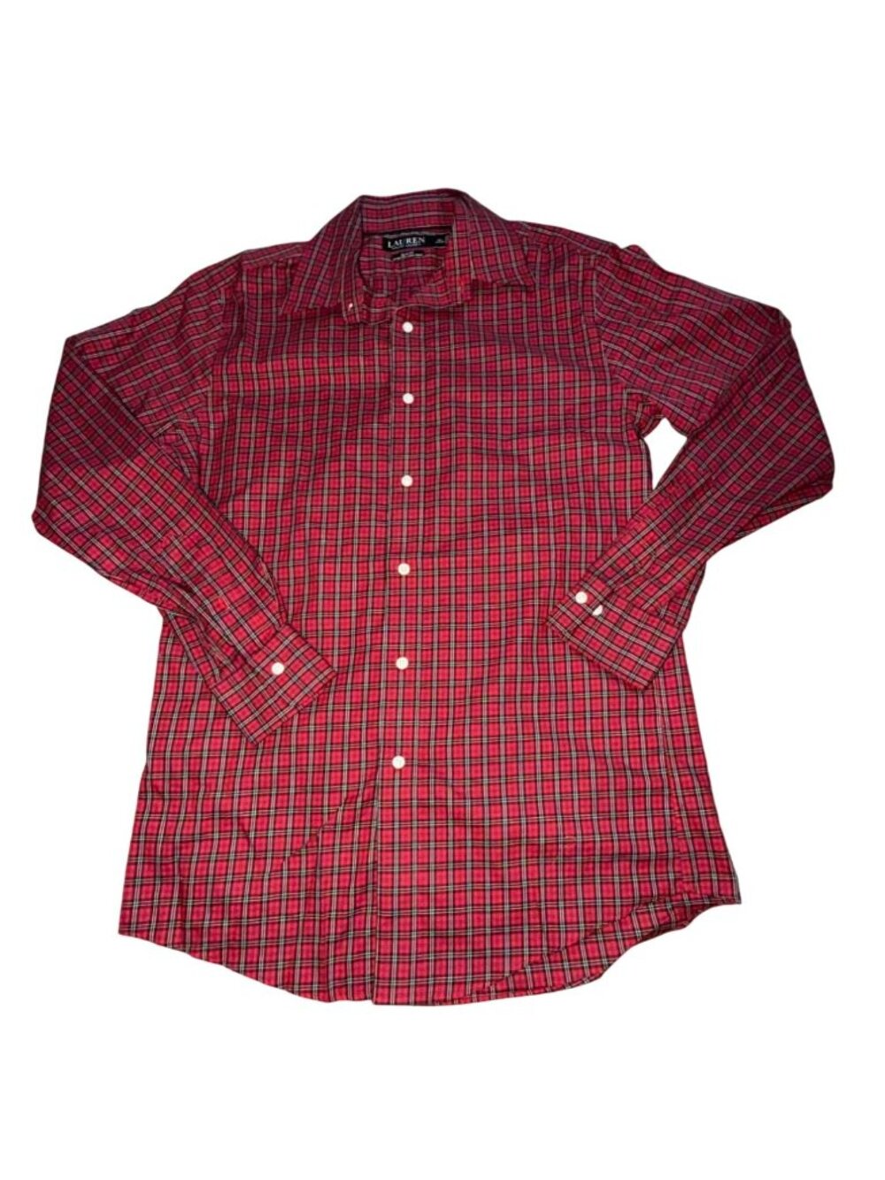 Lauren Ralph Lauren Mens Button Front Plaid Shirt-Red/Black-size 34/35-GUC